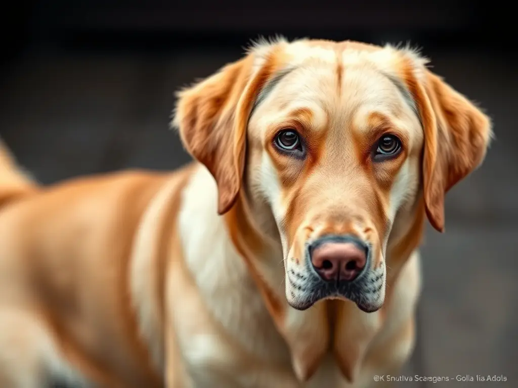 Fotografía realista de un Goldador con rasgos de labrador, sin texto ni logotipos