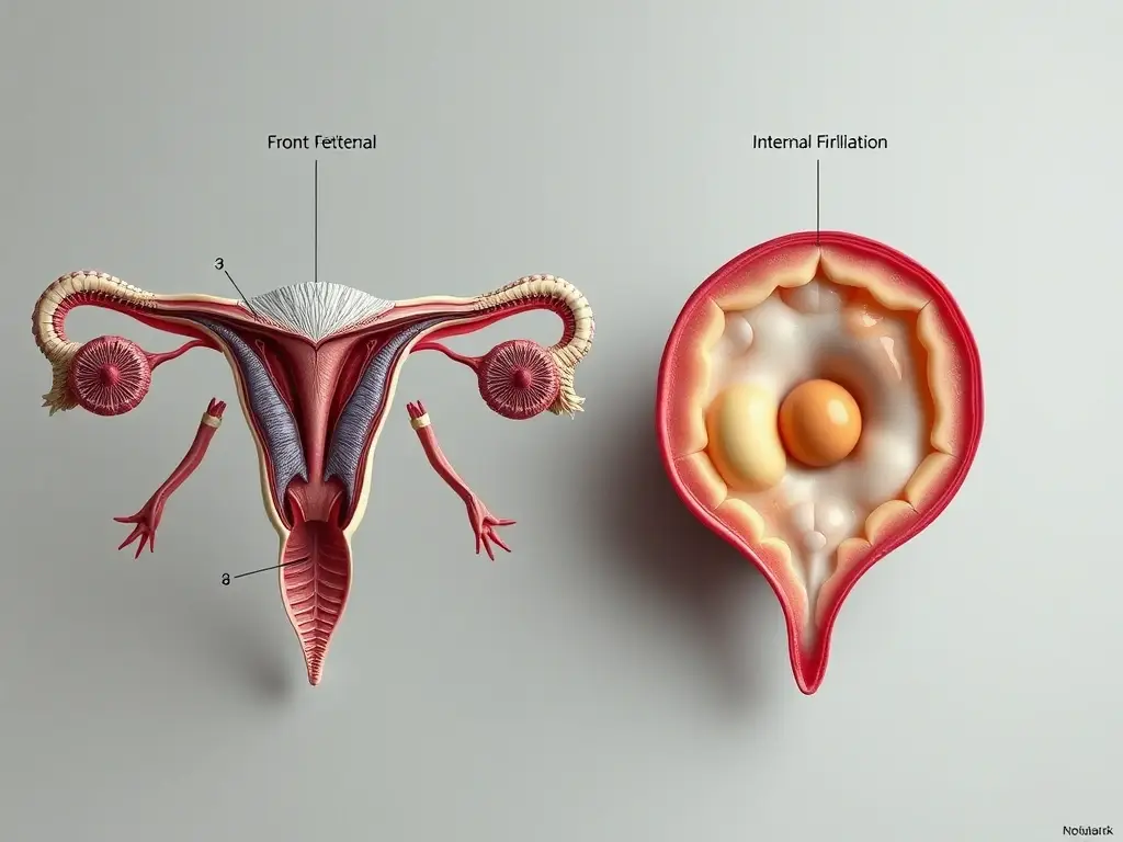 Imagen realista, de ovulación, comparación de fertilización