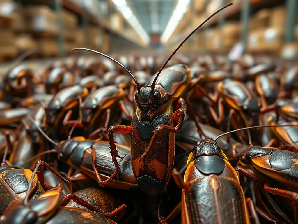 Imagen realista de cochinillas alemanas en un almacén
