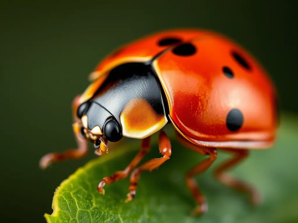 Fotografía realística de una ladybug detallada en un follaje