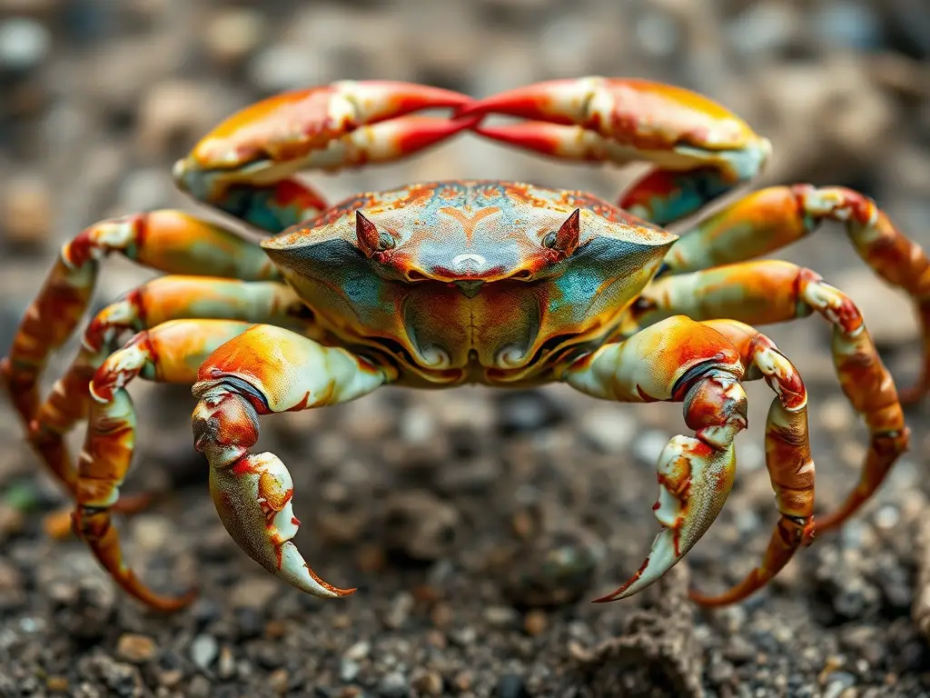 Imagen realista de cangrejo con anatomía detallada y color vibrante