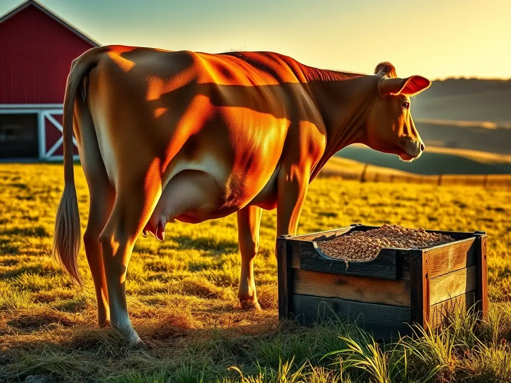 Vaca preñada en prado iluminado, foto 8k