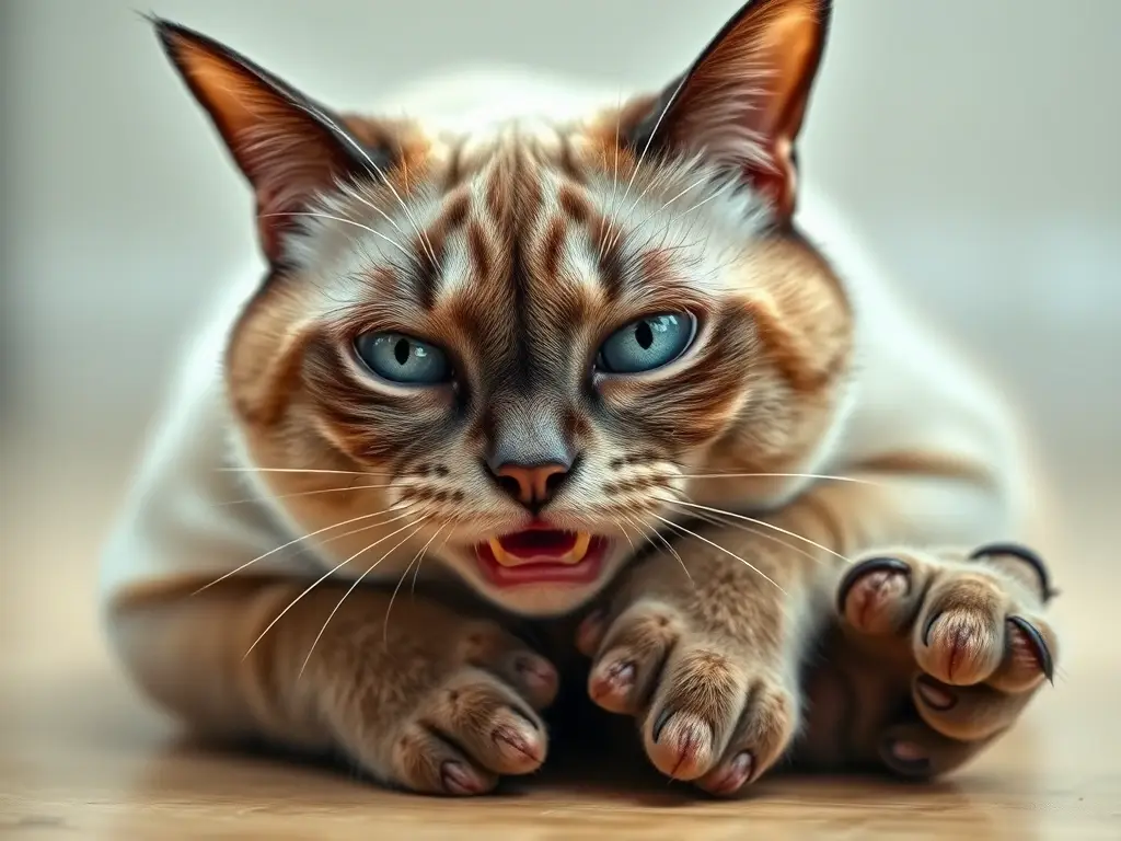 Foto realista de un gato siamés en dolor agudo