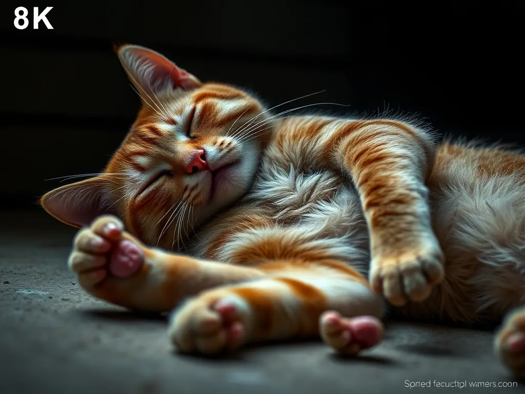 Imagen de gato torcido, con heridas, en alto detalle