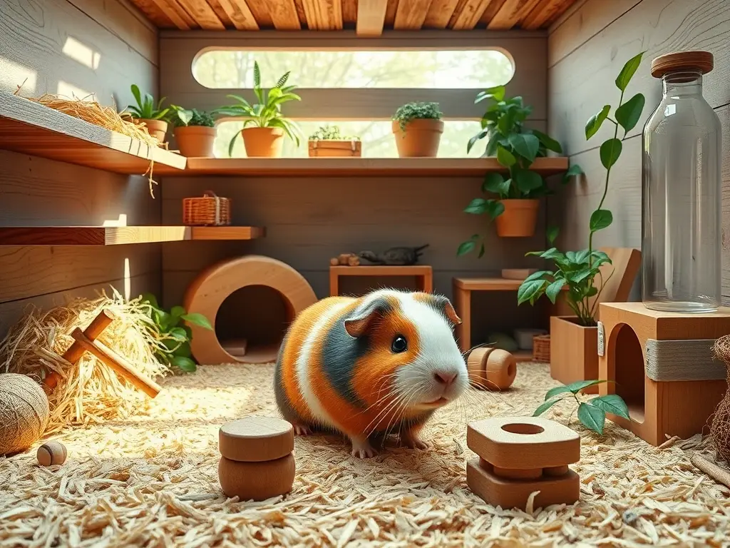 Ilustración fotorrealista del hábitat ideal para cobaya