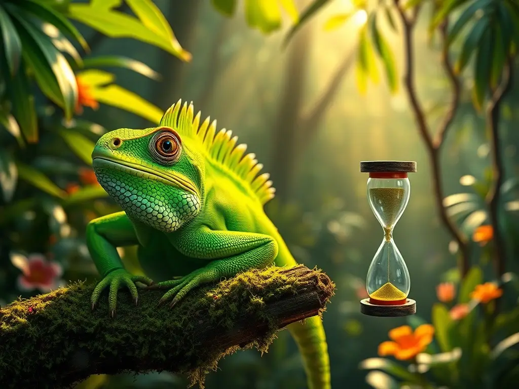 Primer plano fotorrealista de iguana verde