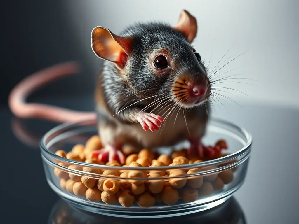 Fotorealista de ratoncito microscópico en petri con detalle