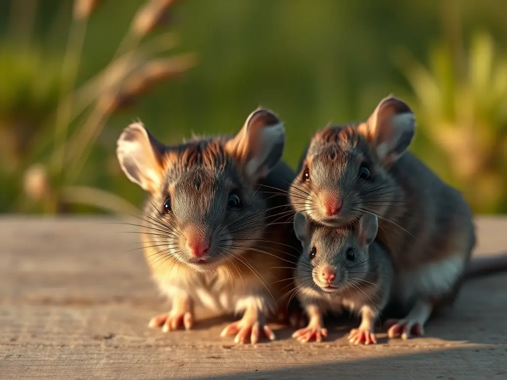 Rata y ratón, primer plano fotorealista