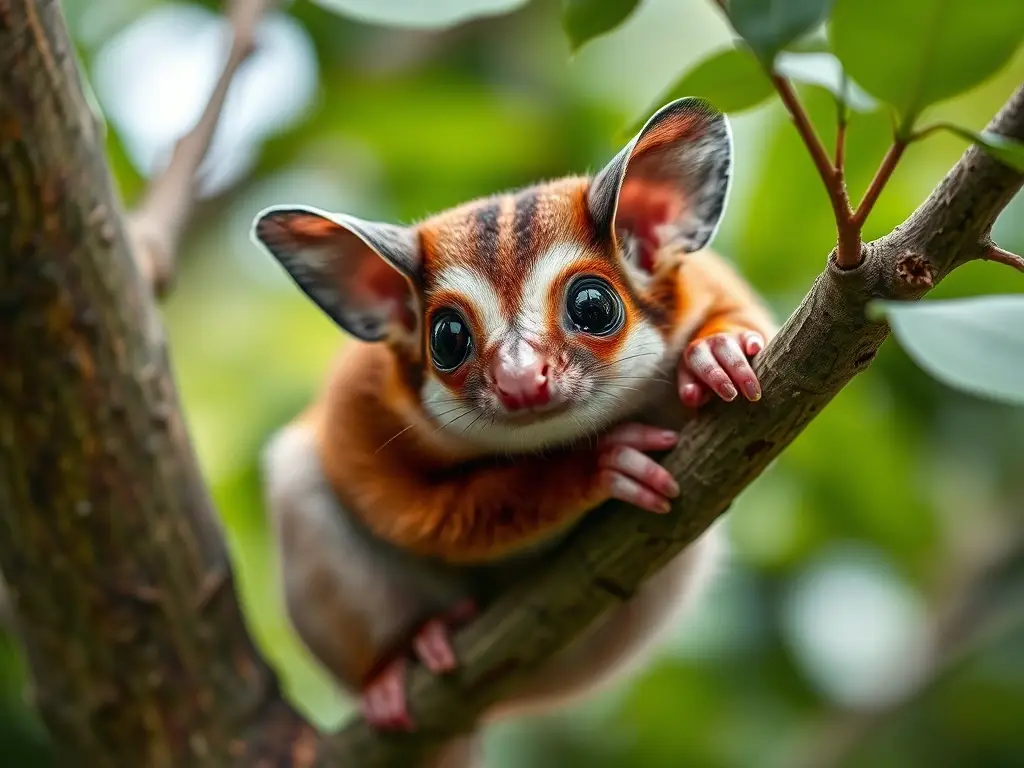 Foto realistic retrato de una sugar glider con textura de pelo natural