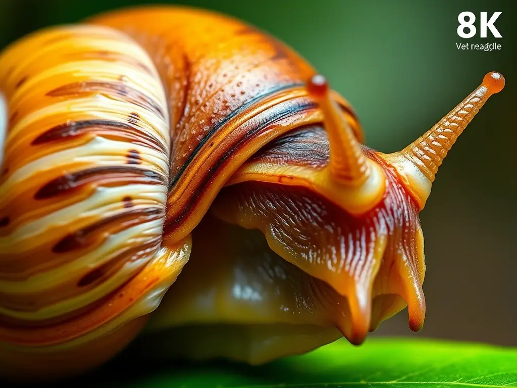 Habrá unvatscado photorealistic de caracol con una descripción detallada