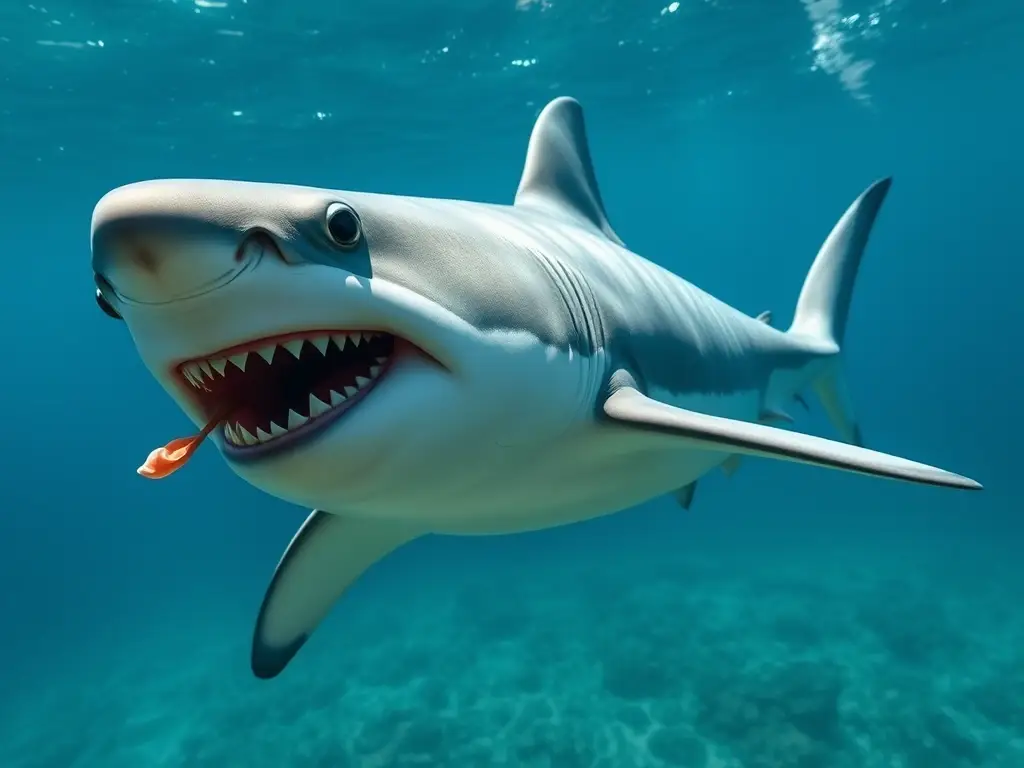 Foto real de tiburón blanco majestuoso