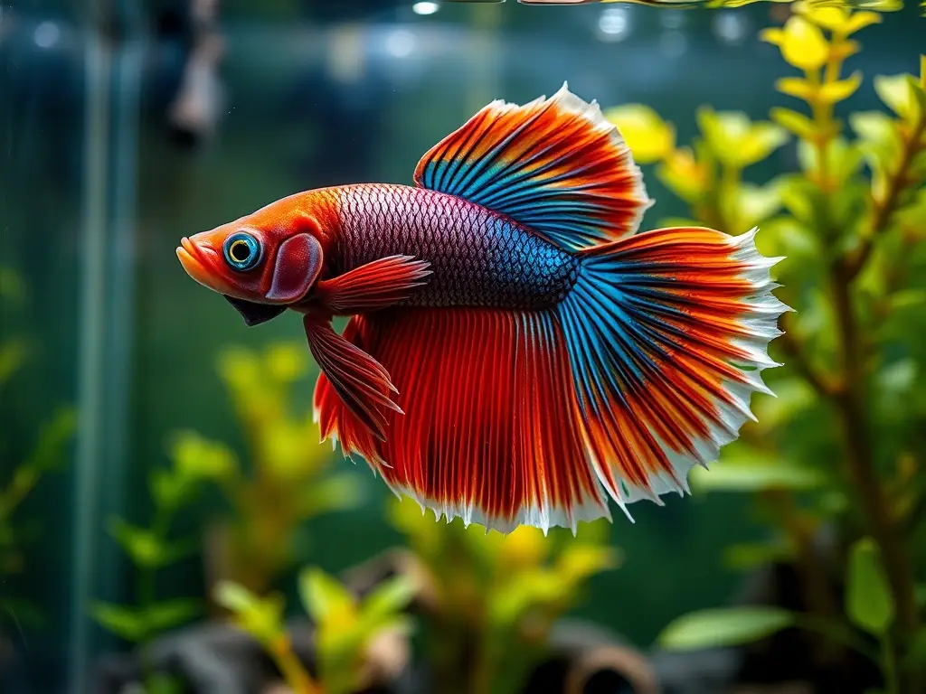 Foto realista de un pez betta en acuario