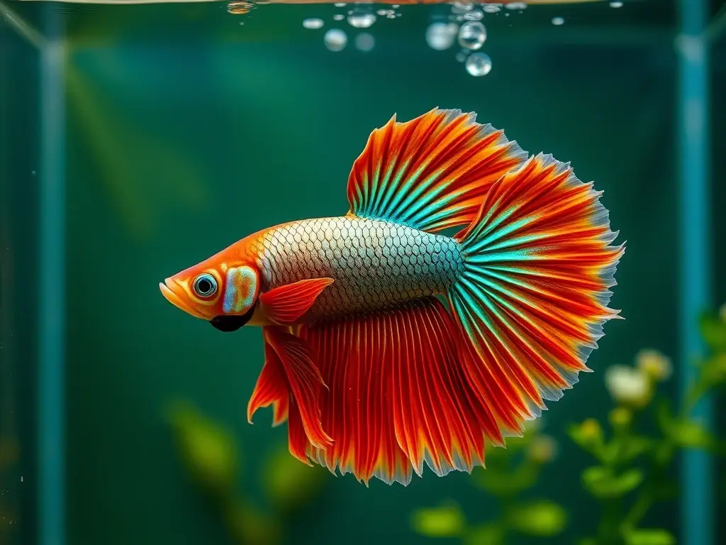 Imagen realista de pez betta en agua cristalina y tranquilo