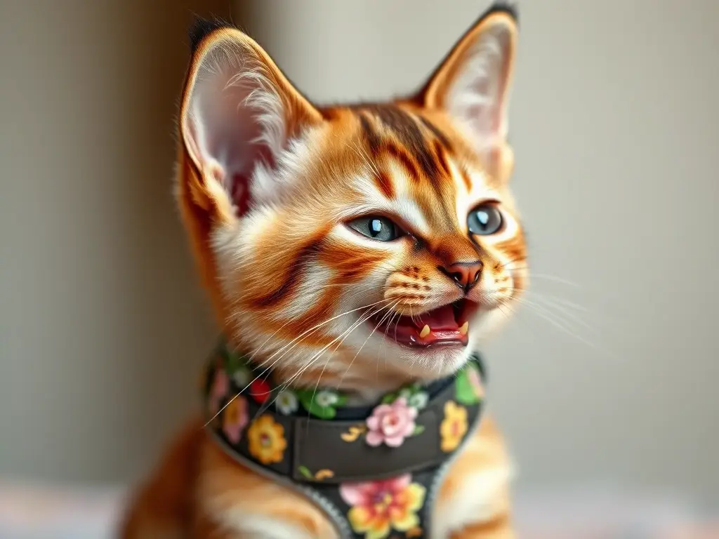 Fotografía realista de un gatito abisiniano con estricto diseño, sin artefactos