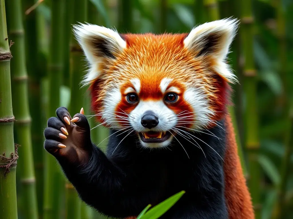 Fotorealista, panda de bambú, 8K, sin distorsiones