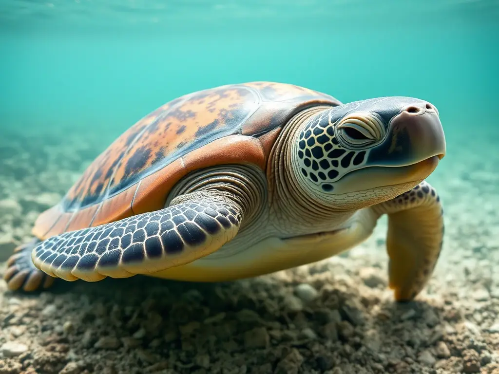 Fotografía realista de una tortuga de cuero, impecable