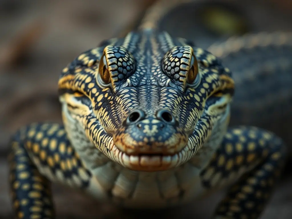 Portrait realista de caiman spectacled