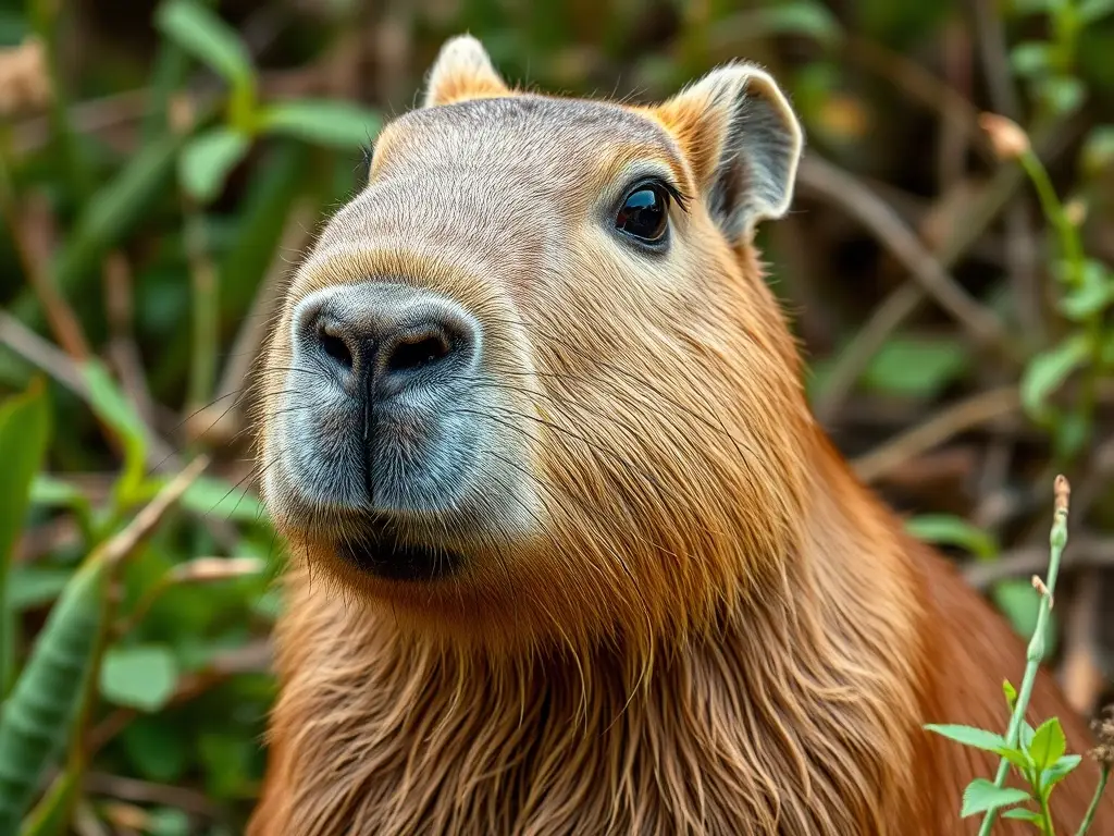 Foto de capybara realística y detallada en hábitat natural