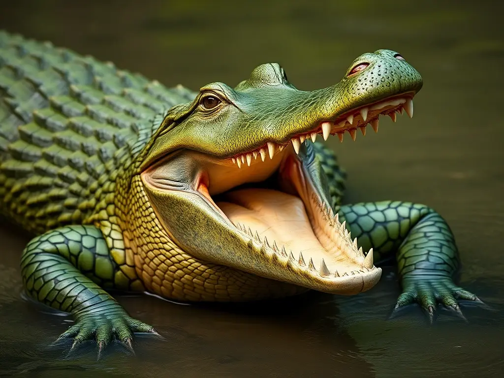 Imagen realista de cocodrilo americano majestuoso en Pantanal, sin intervención humana