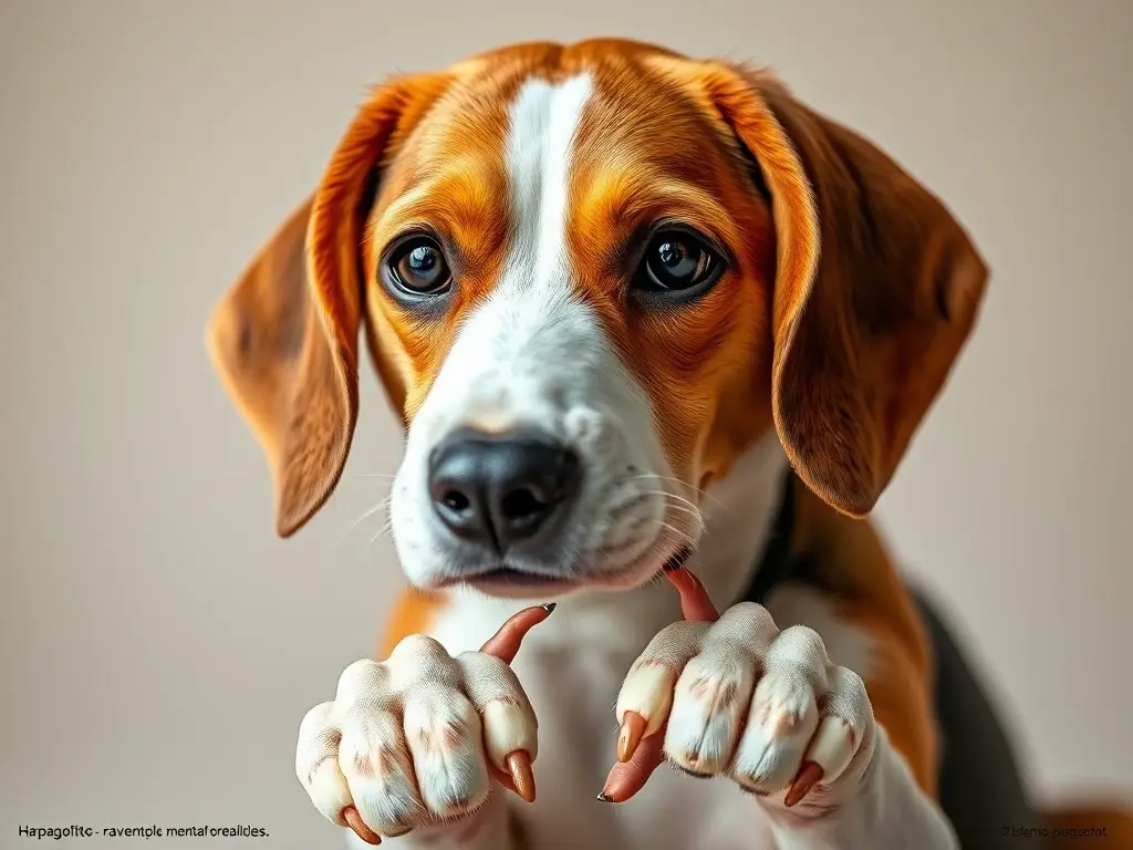 Fotografía realista de un beagle con rostro humano en un artículo sobre medicina canina