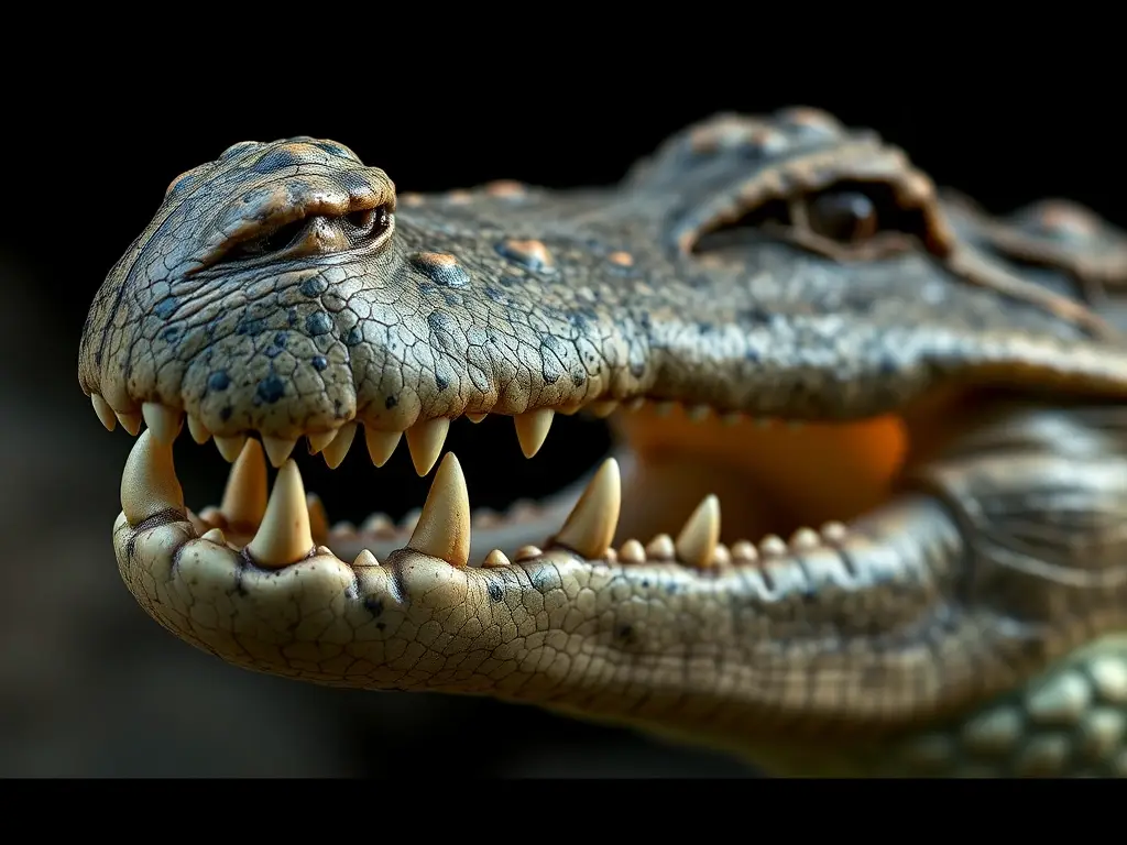 Foto realismo de mandíbula de cocodrilo de agua salada, detallada