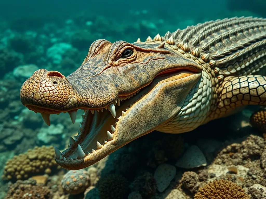 Imagen de un crocodilo realístico y detallada, sin elementos distorsionados