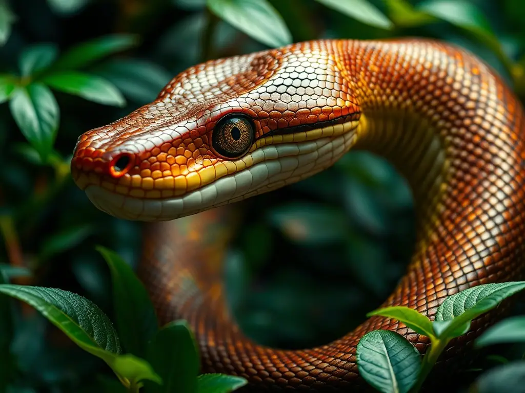 Imagen realista de un dragón serpente vivo con detalles en el bosque