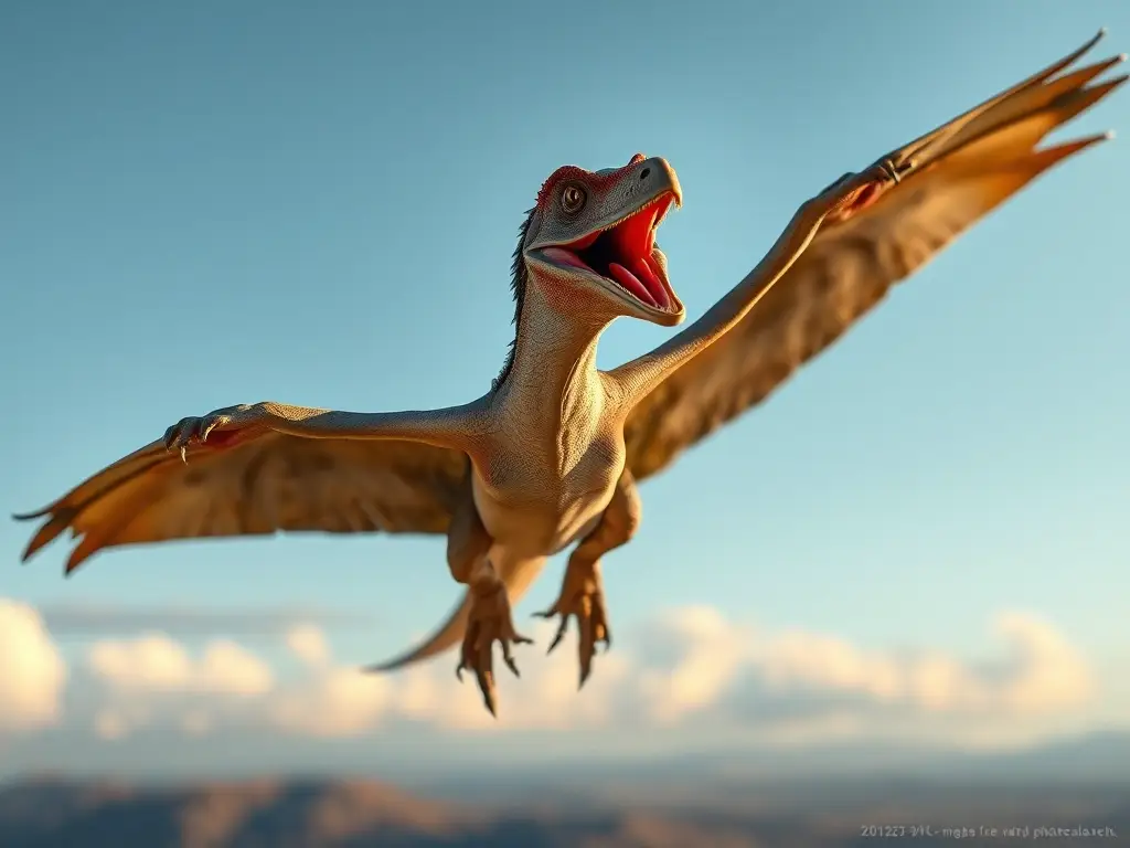 Imagen fotorealista de pterossauro volando