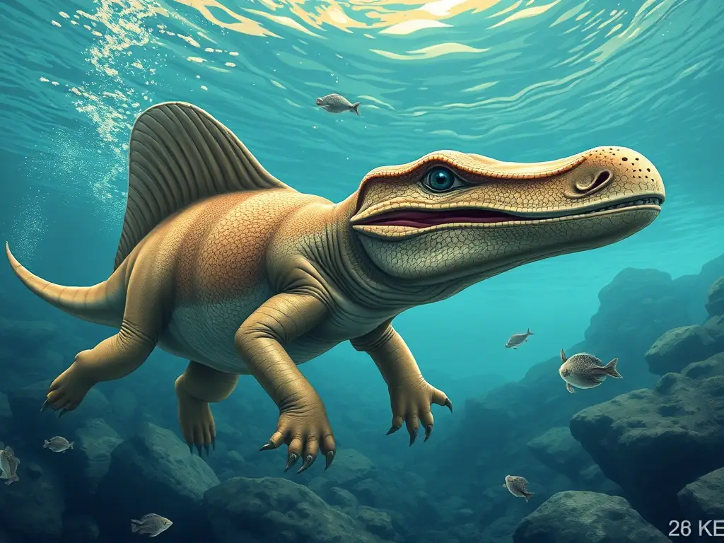 Fotorealista de plesiasaur marino con detalles precisos y sin texto