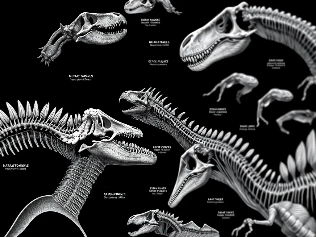 Foto realism de diagramas de cuello de dinosaurios en blanco y negro
