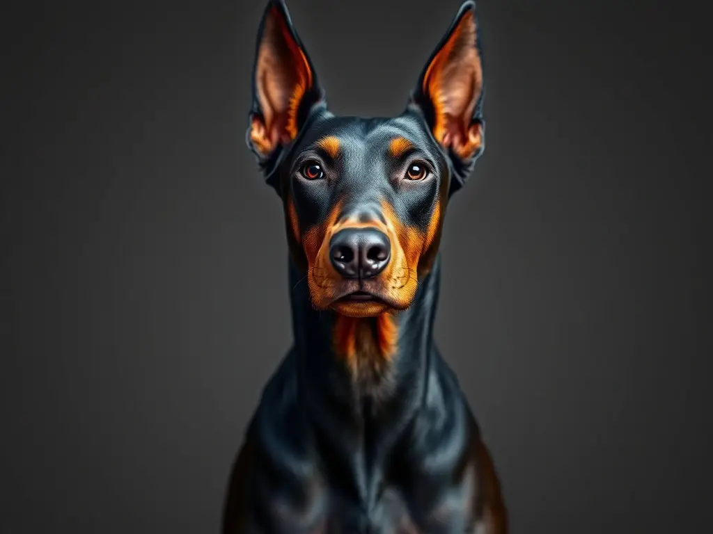 Fotorealista de Dobermann imponente, sin texto ni logos