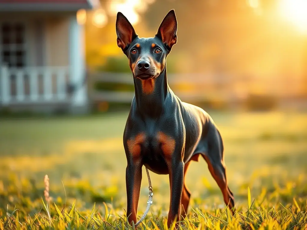 Portada fotorealista de Doberman adoptado al atardecer