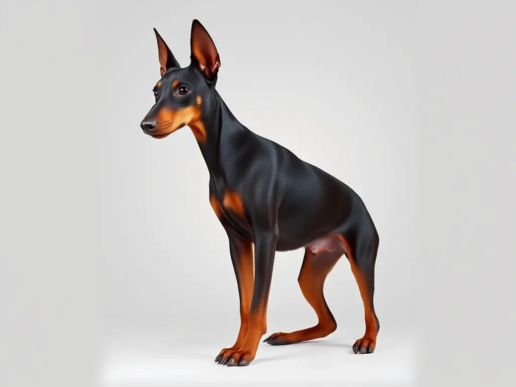 Imagen realista de Doberman Mini Pinscher con fondo neutral