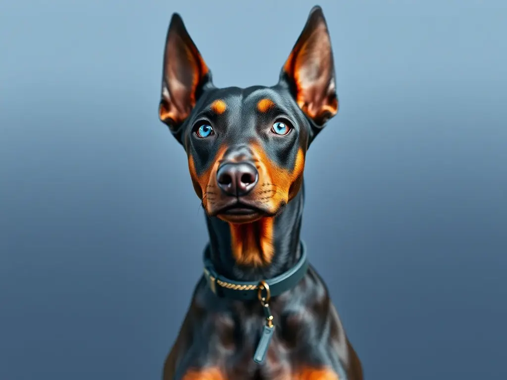 Foto de Doberman Mini Pincher con ojos azules