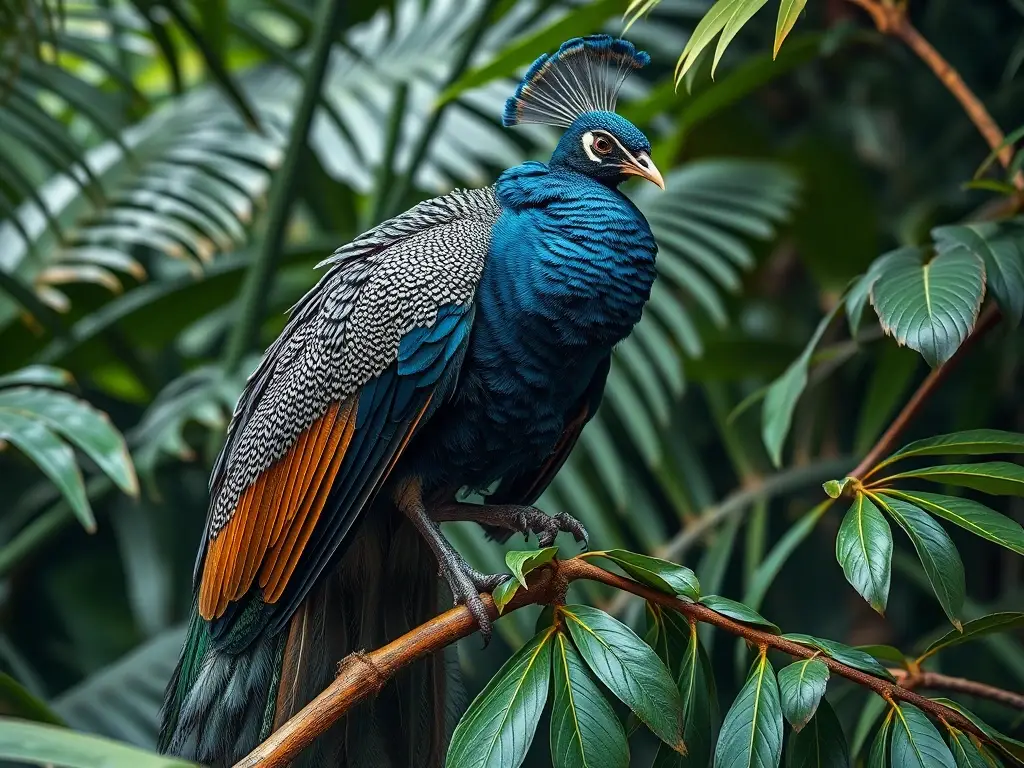 Fotografía de pavo real gris realista, con detalles exquisitos