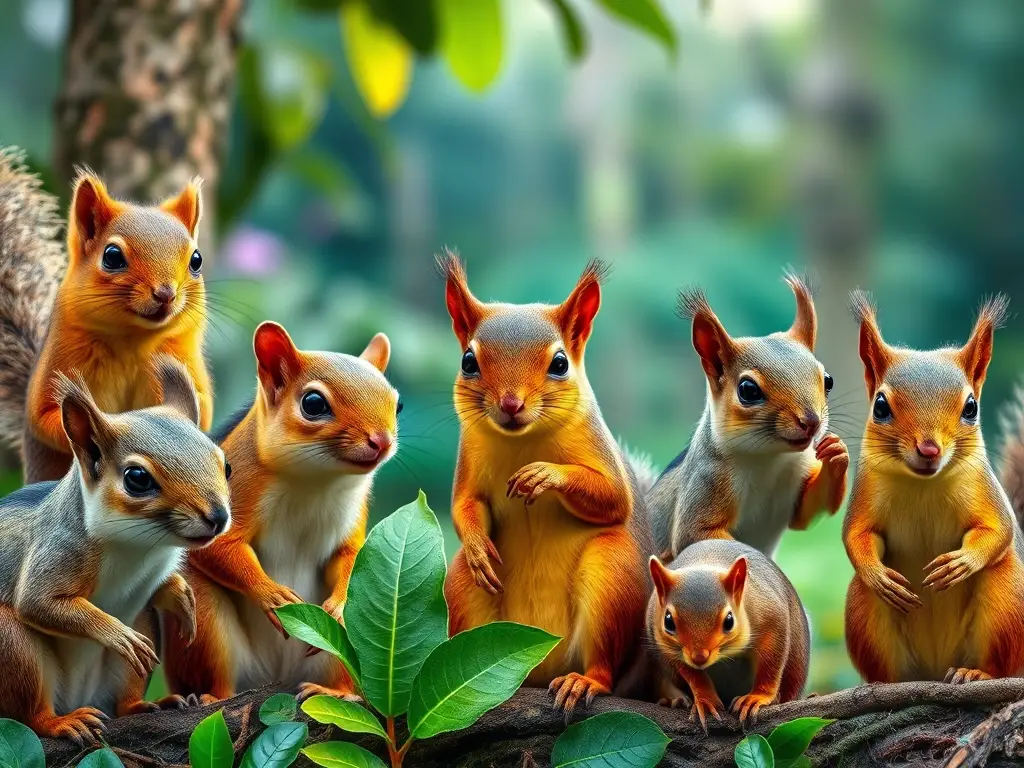 Foto realista de ardillas sudamericanas en bosque tropical