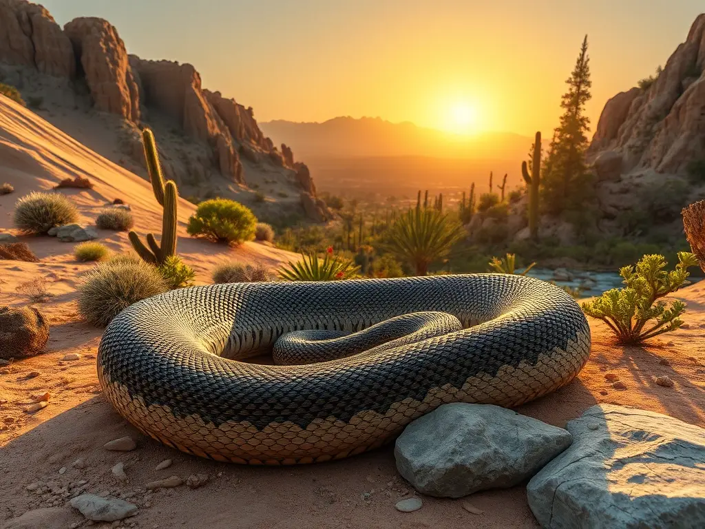 Ilustración fotorrealista de serpiente en hábitats norteamericanos
