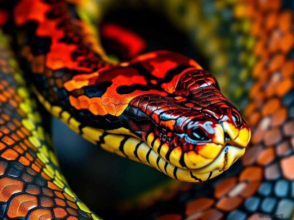 Fotografía artística realista de cascabel de serpiente sin texto ni marcas