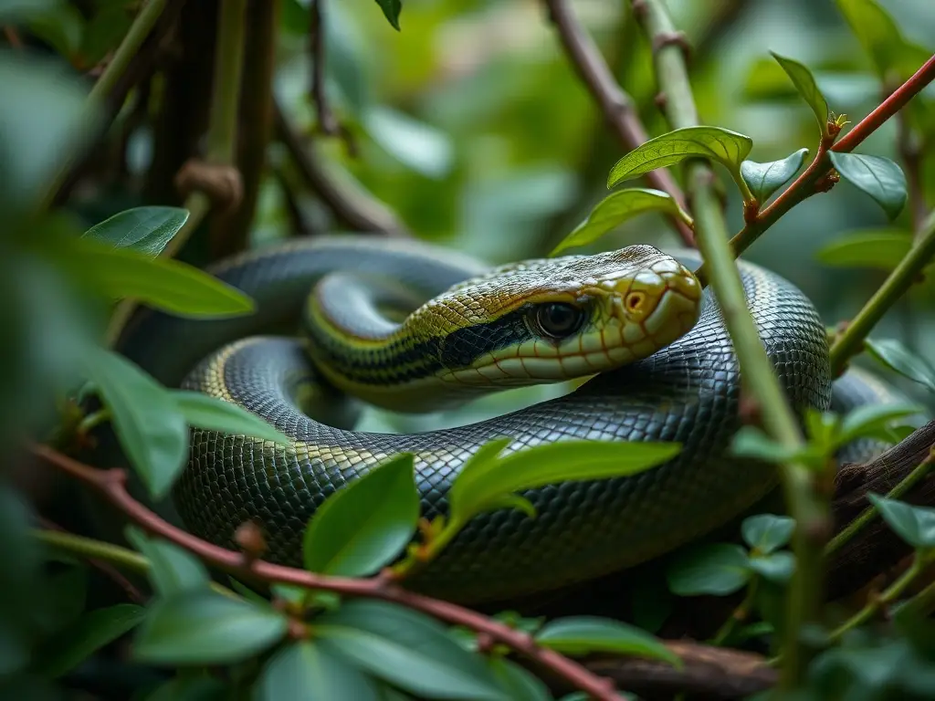 PHOTO REALISTICO, SNAKE EN CANOPY DE VERDE