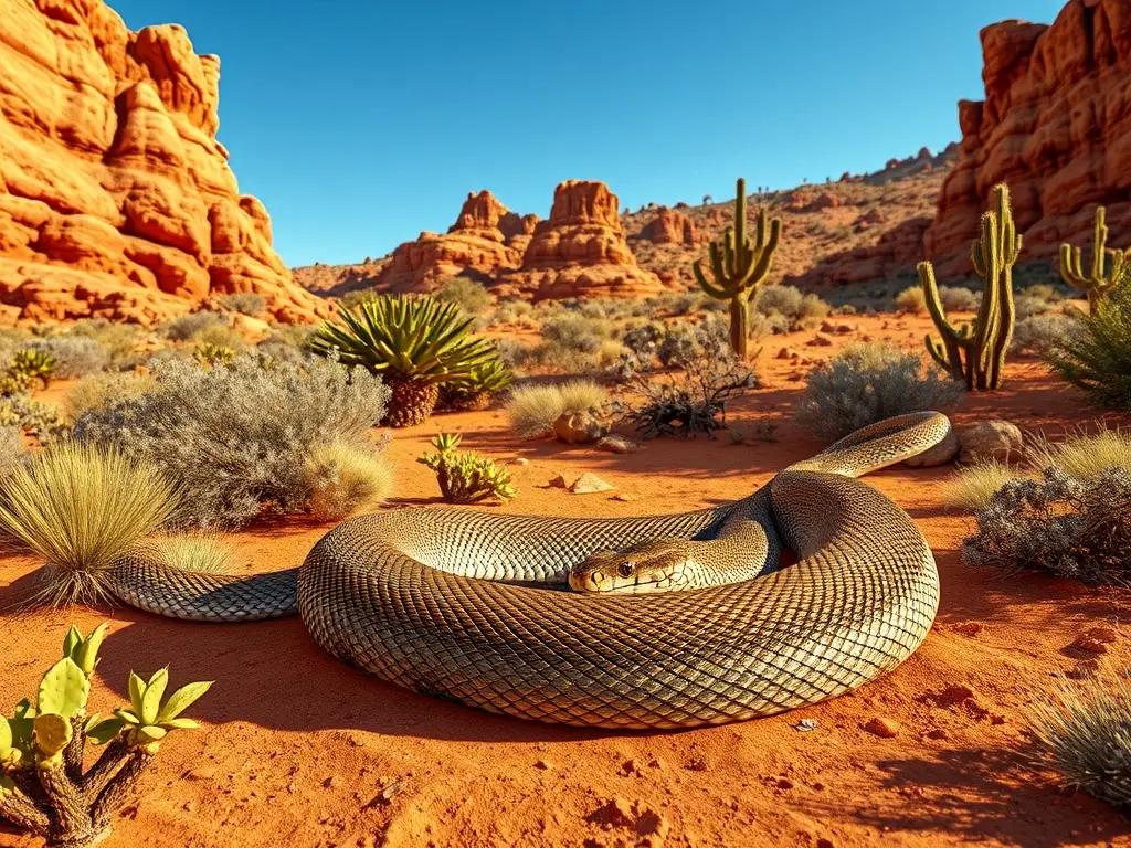 Cascabel majestuoso en desierto americano fotorealista