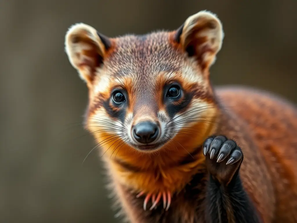 Foto realista de un coati rojo-mantel contemplativo