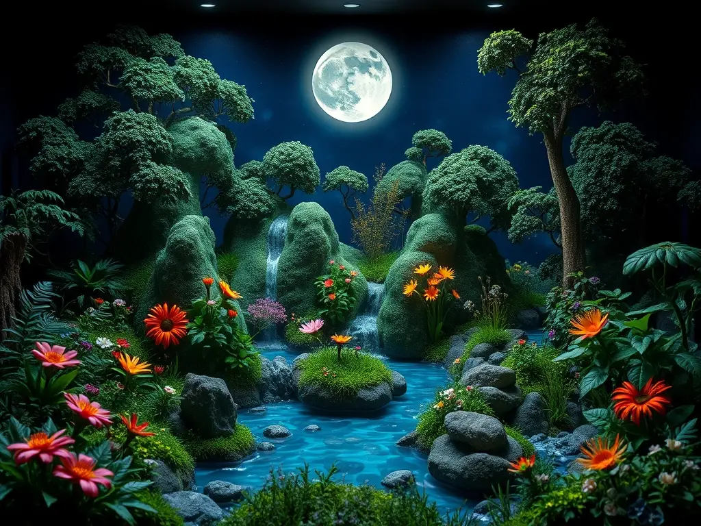 Un diorama de fireflies con alta definición y belleza natural