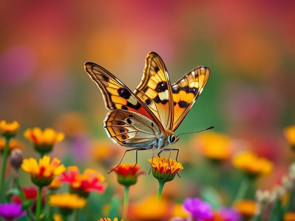 Foto de mariposa de colibrí neotropical realista en pradera vibrante