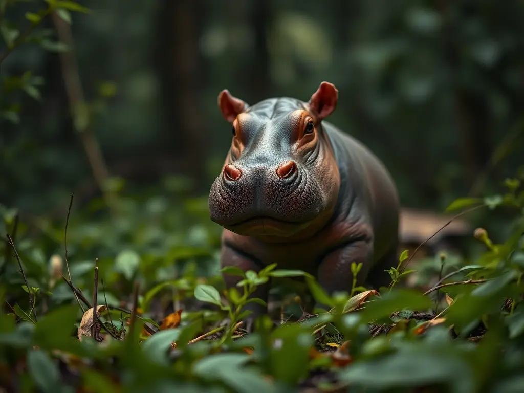 Imagen realista de un pigmeo de hippos, con precisión detallada