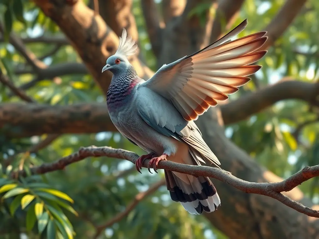 Retrato realista de un colibrí real, en un árbol banyan grandioso, con detalles precisos