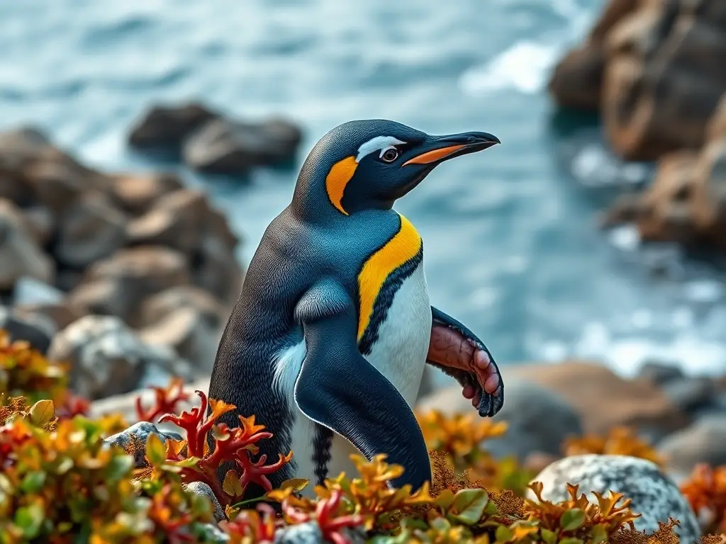 Un retrato realista de pingüino Humboldt con detalles impecables