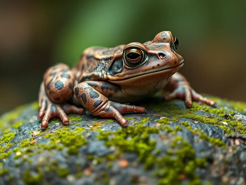 Fotografía realista de un sapo europeo en un soplo de musgo