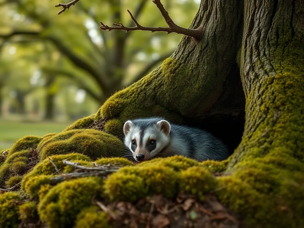 Fotografía realista de un topos en un nido de roble