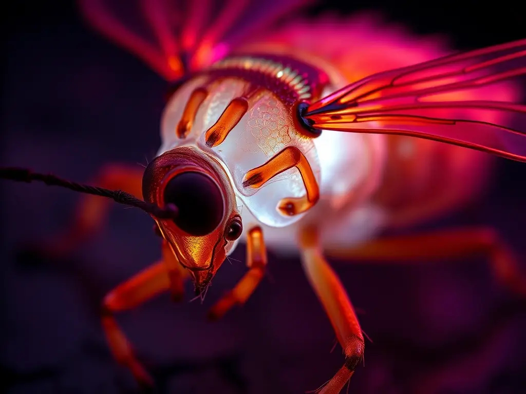 Un insecto disecado con biolumiscencia, muestra adaptaciones