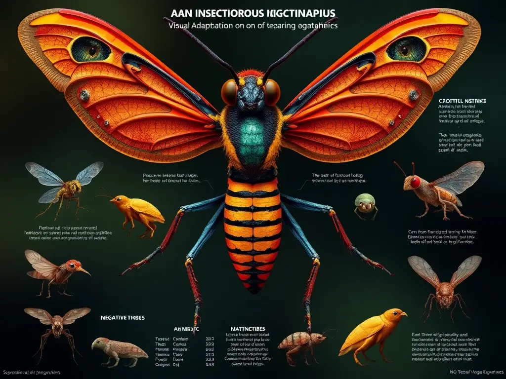 Infografía realista de insectos con adaptaciones para la alimentación